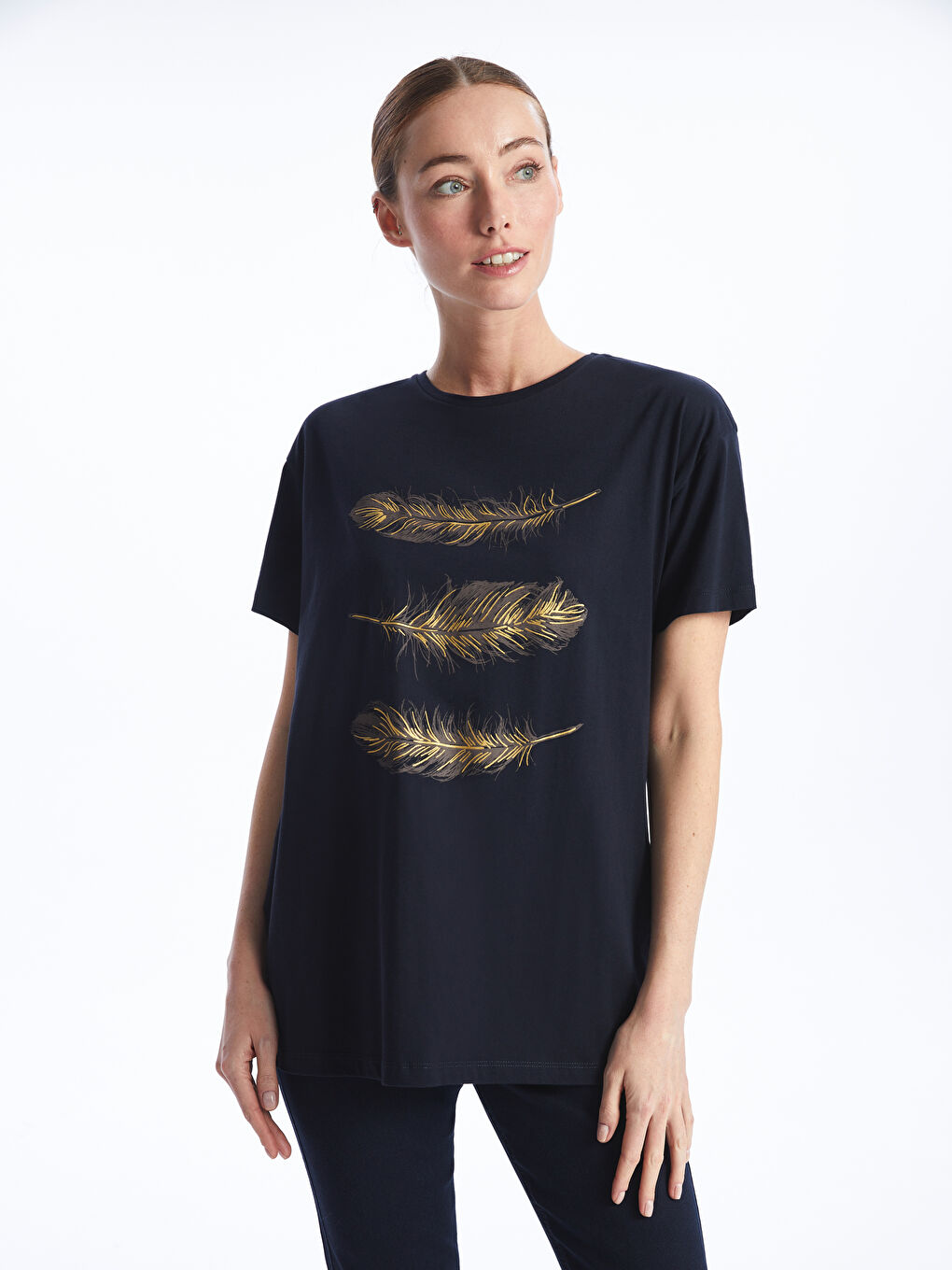 Crew Neck Printed Short Sleeve Women's T-shirt -S4H444Z8-SJN