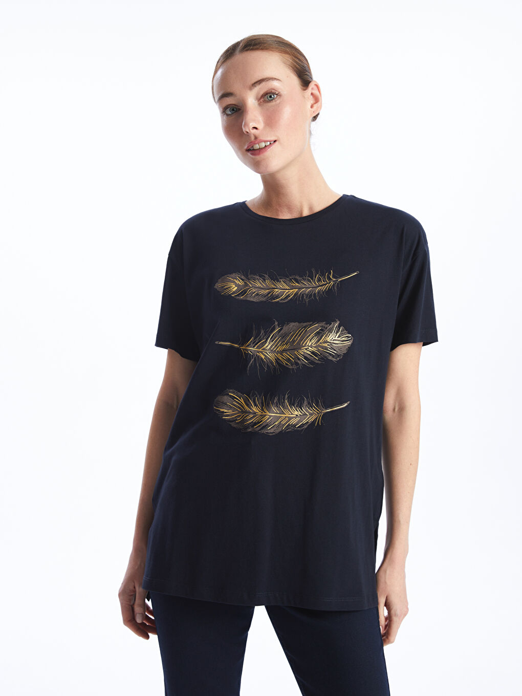 Crew Neck Printed Short Sleeve Women's T-shirt -S4H444Z8-SJN