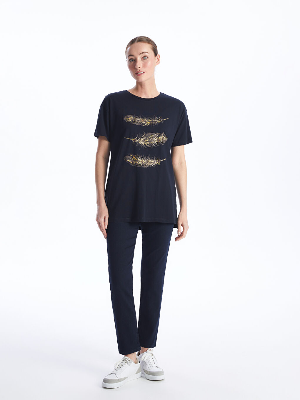 Crew Neck Printed Short Sleeve Women's T-shirt -S4H444Z8-SJN