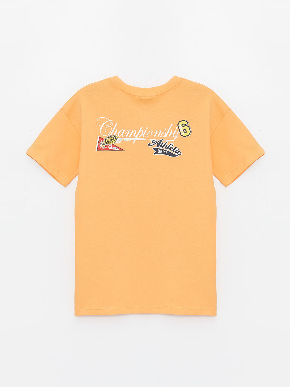 Turuncu Rahat Kalıp Bisiklet Yaka Erkek Çocuk Tişört-1