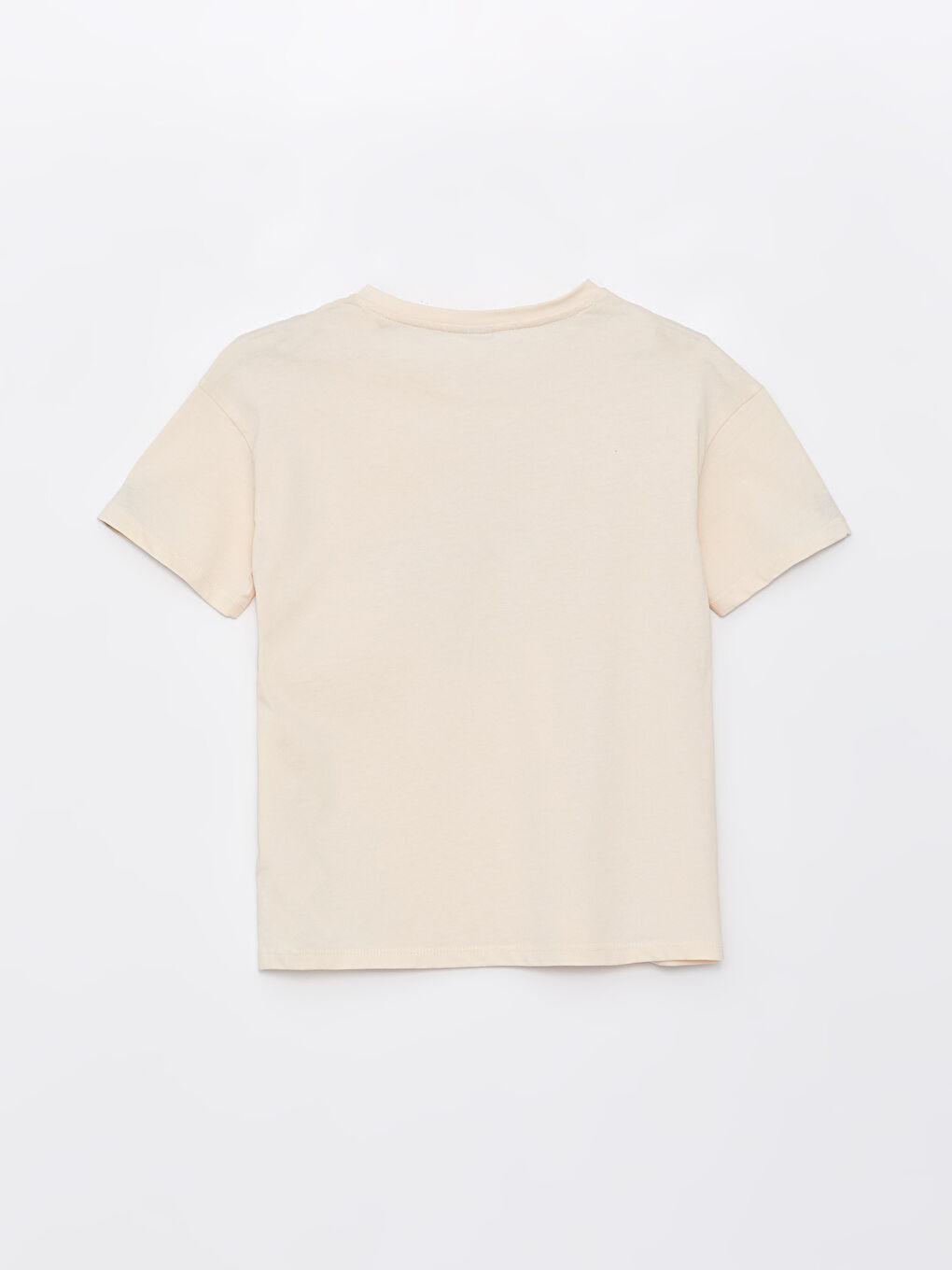 Bej Bisiklet Yaka Baskılı Kız Çocuk Tişört-2