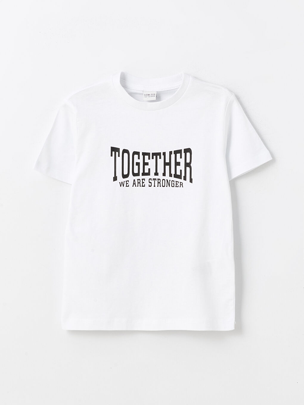 Beyaz Bisiklet Yaka Baskılı Kısa Kollu Erkek Çocuk Tişört