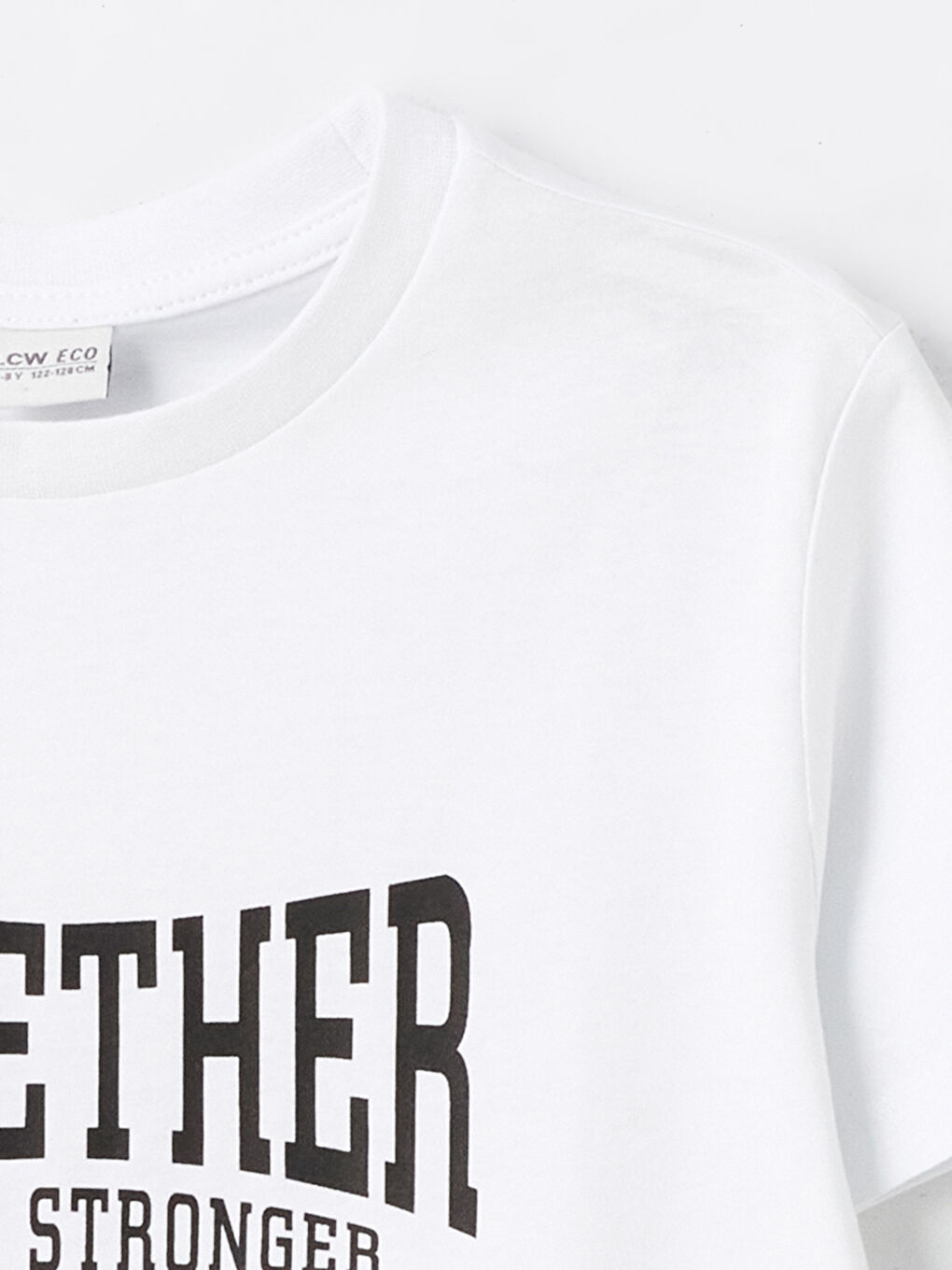 Beyaz Bisiklet Yaka Baskılı Kısa Kollu Erkek Çocuk Tişört-1