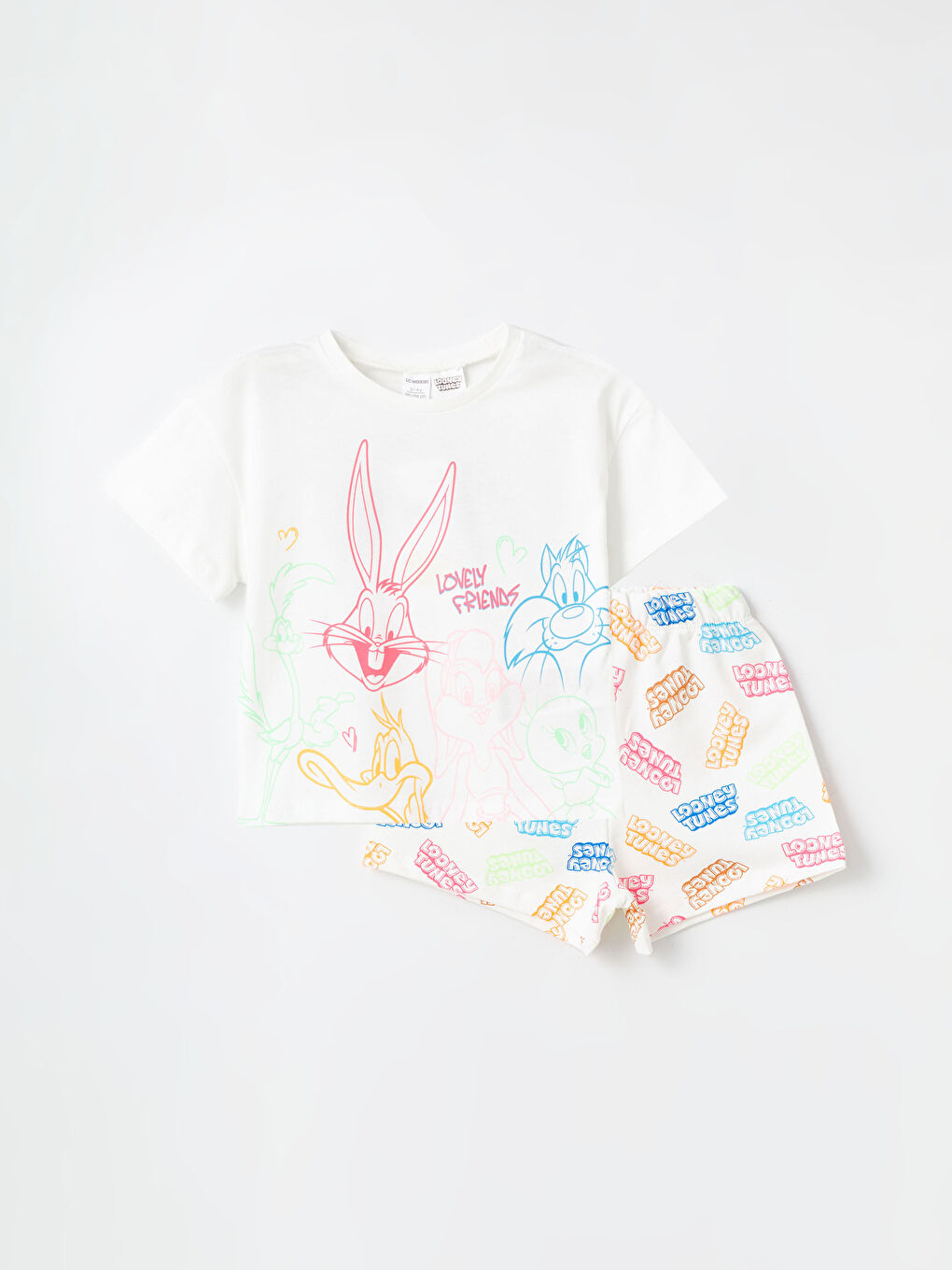 Crew Neck Bugs Bunny Printed Baby Girl T-Shirt and Shorts Set of 2 -S4H468Z1-R9J