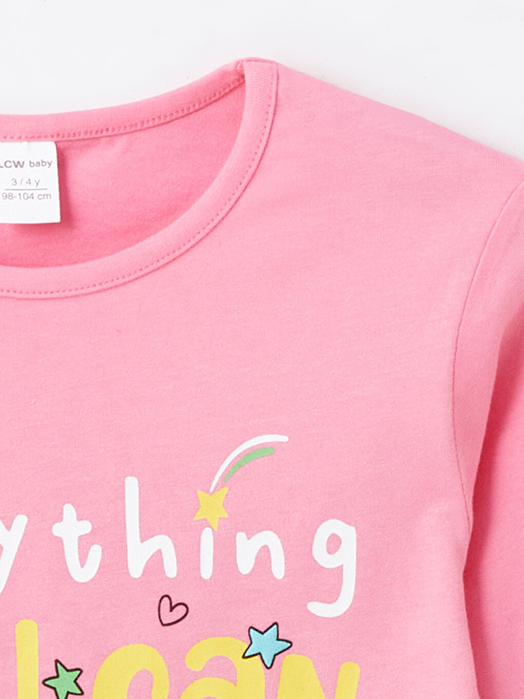 Pembe Bisiklet Yaka Uzun Kollu Kız Bebek Tişört 2'li-2