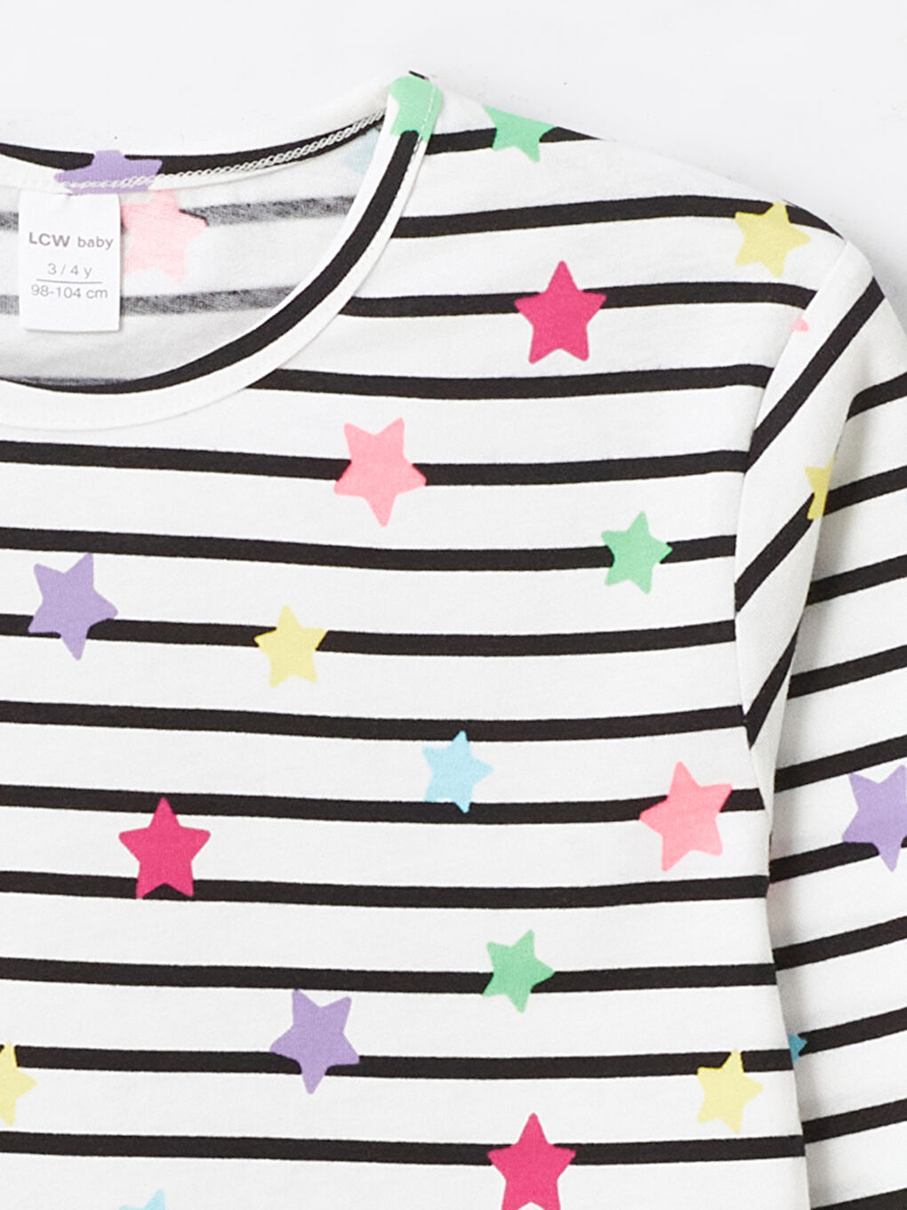 Pembe Bisiklet Yaka Uzun Kollu Kız Bebek Tişört 2'li-5