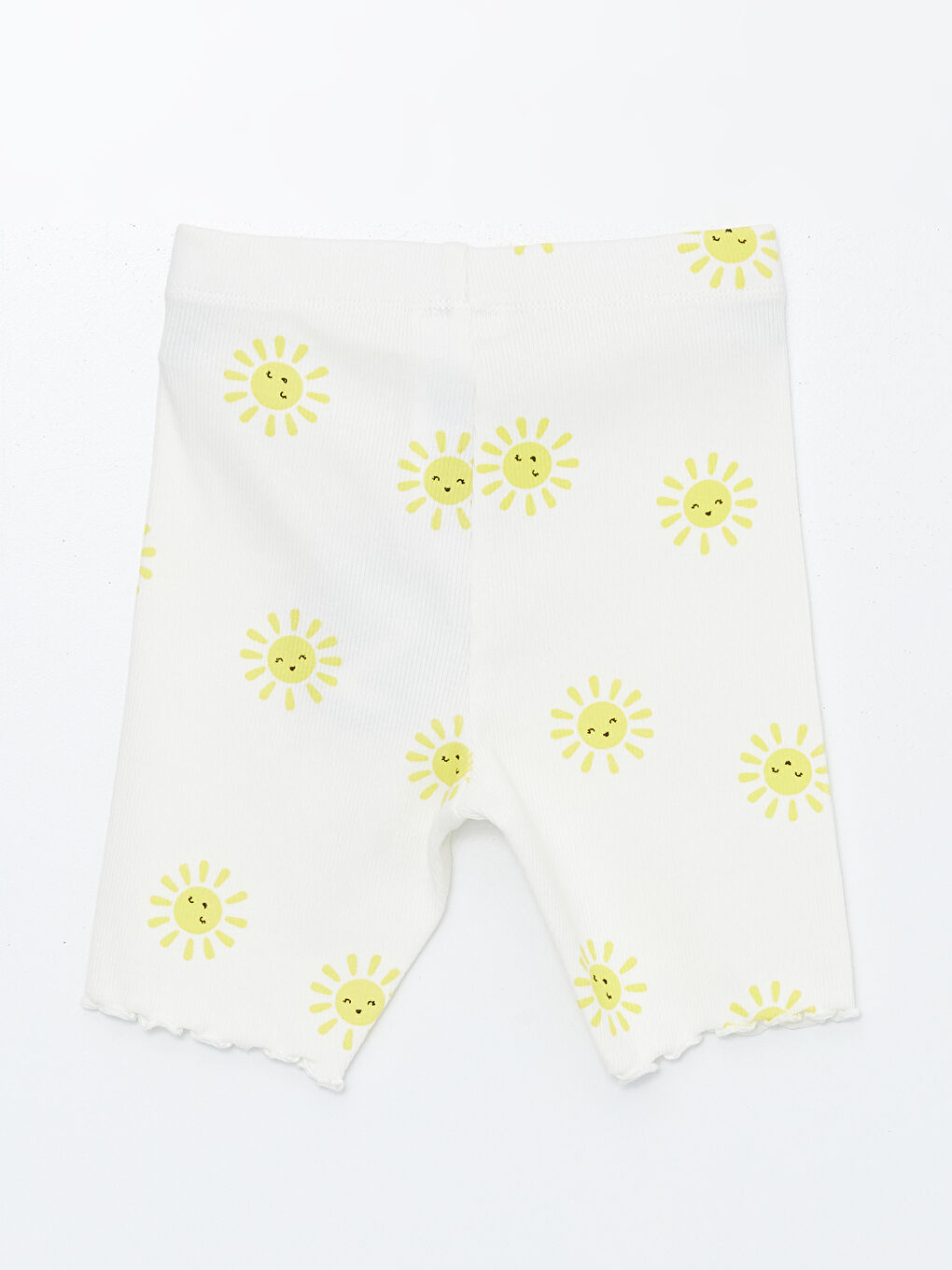 Ekru Beli Lastikli Baskılı Kız Bebek Tayt