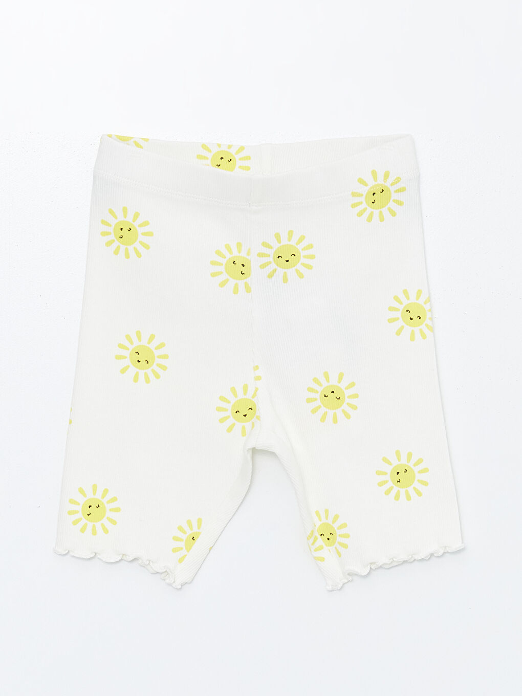 Ekru Beli Lastikli Baskılı Kız Bebek Tayt-1