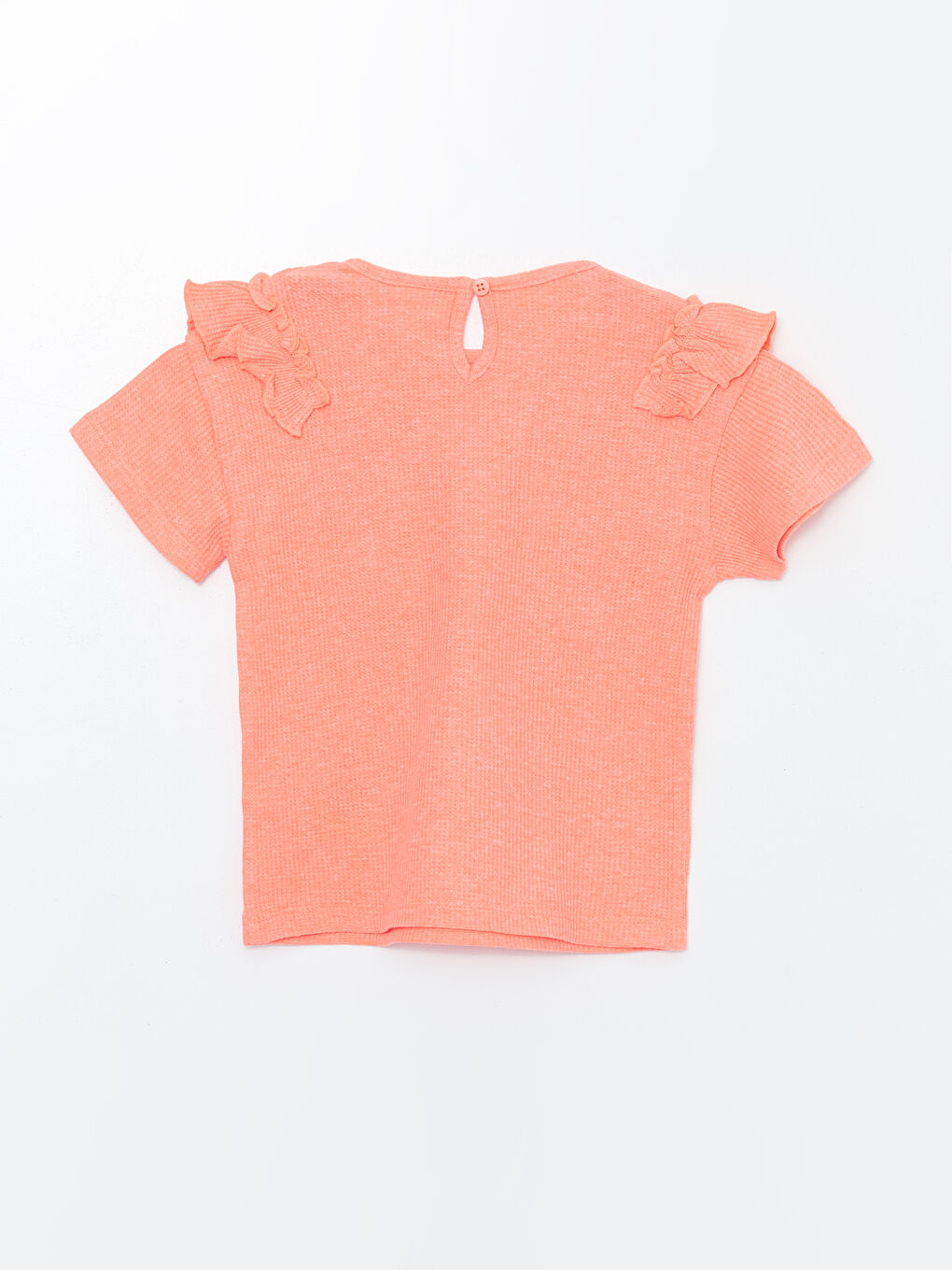 Turuncu Bisiklet Yaka Basic Kız Çocuk Tişört-1