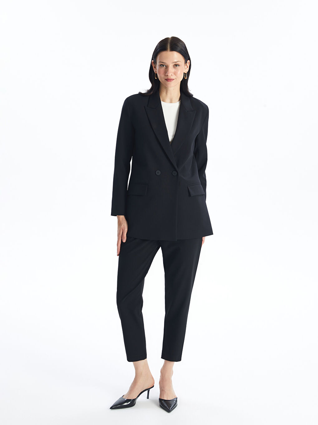 LCW Modest Siyah Düz Uzun Kollu Kadın Blazer Ceket - 2