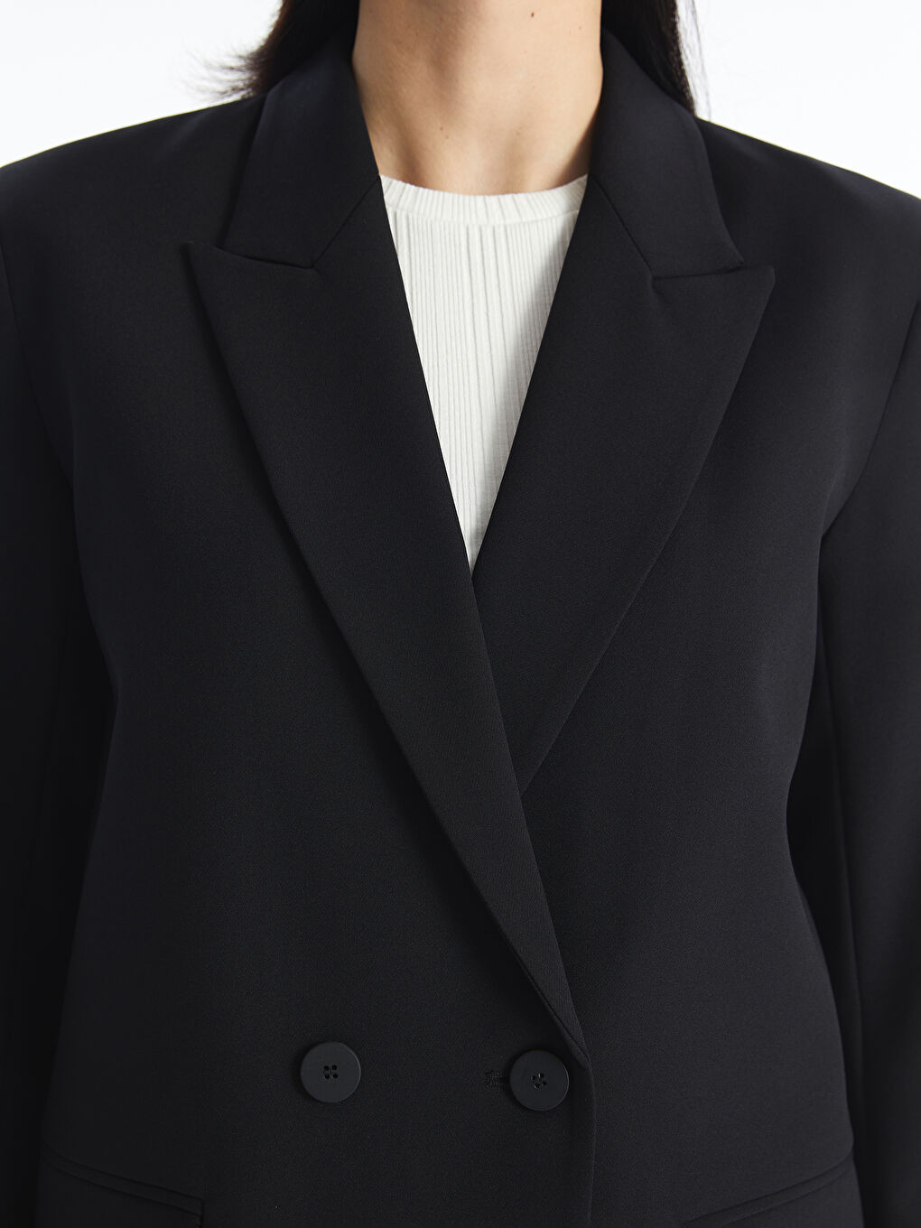 LCW Modest Siyah Düz Uzun Kollu Kadın Blazer Ceket - 3