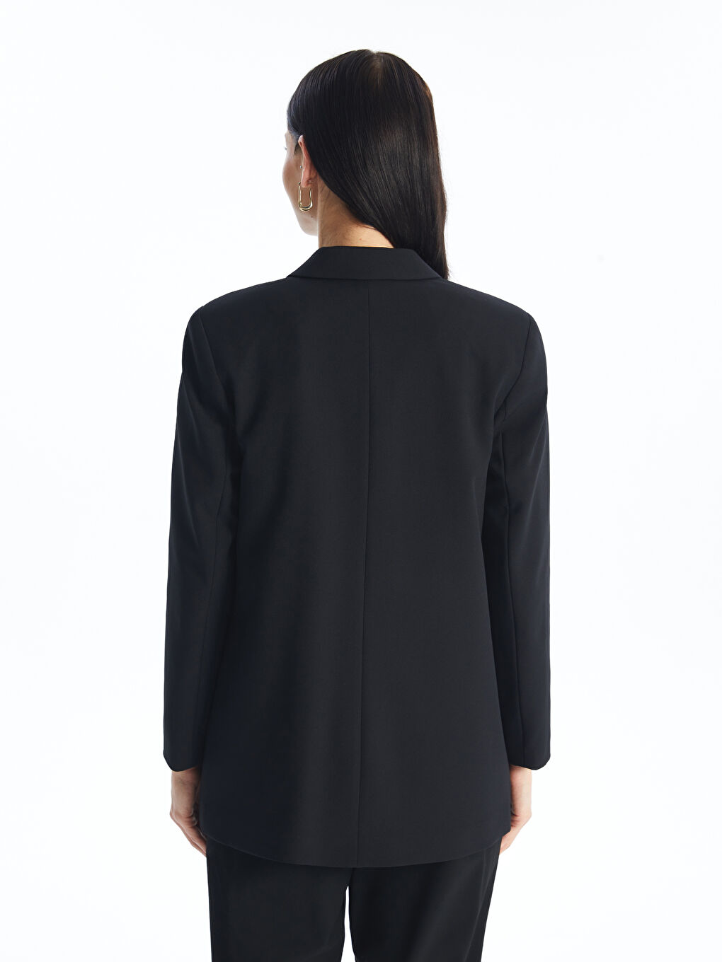 LCW Modest Siyah Düz Uzun Kollu Kadın Blazer Ceket - 4
