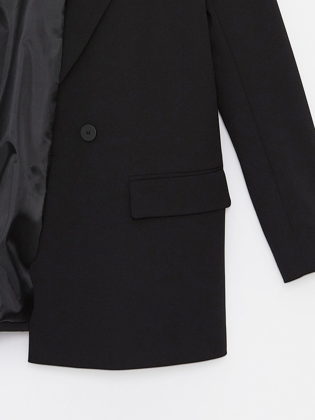 LCW Modest Siyah Düz Uzun Kollu Kadın Blazer Ceket - 7