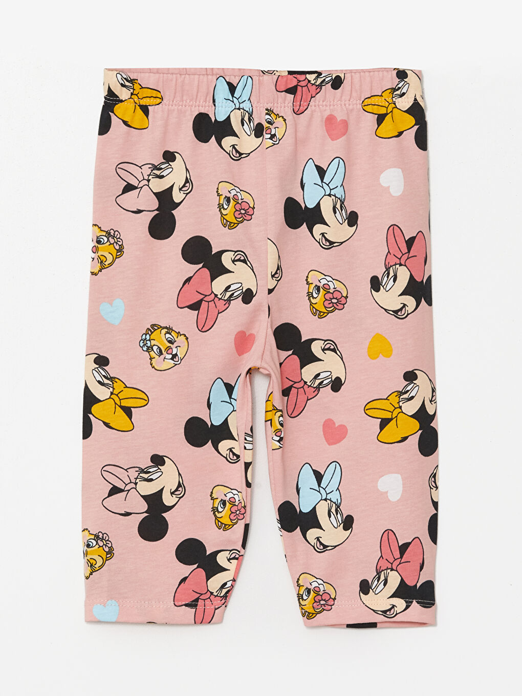 Pembe Beli Lastikli Minnie Mouse Baskılı Kız Bebek Pijama Alt
