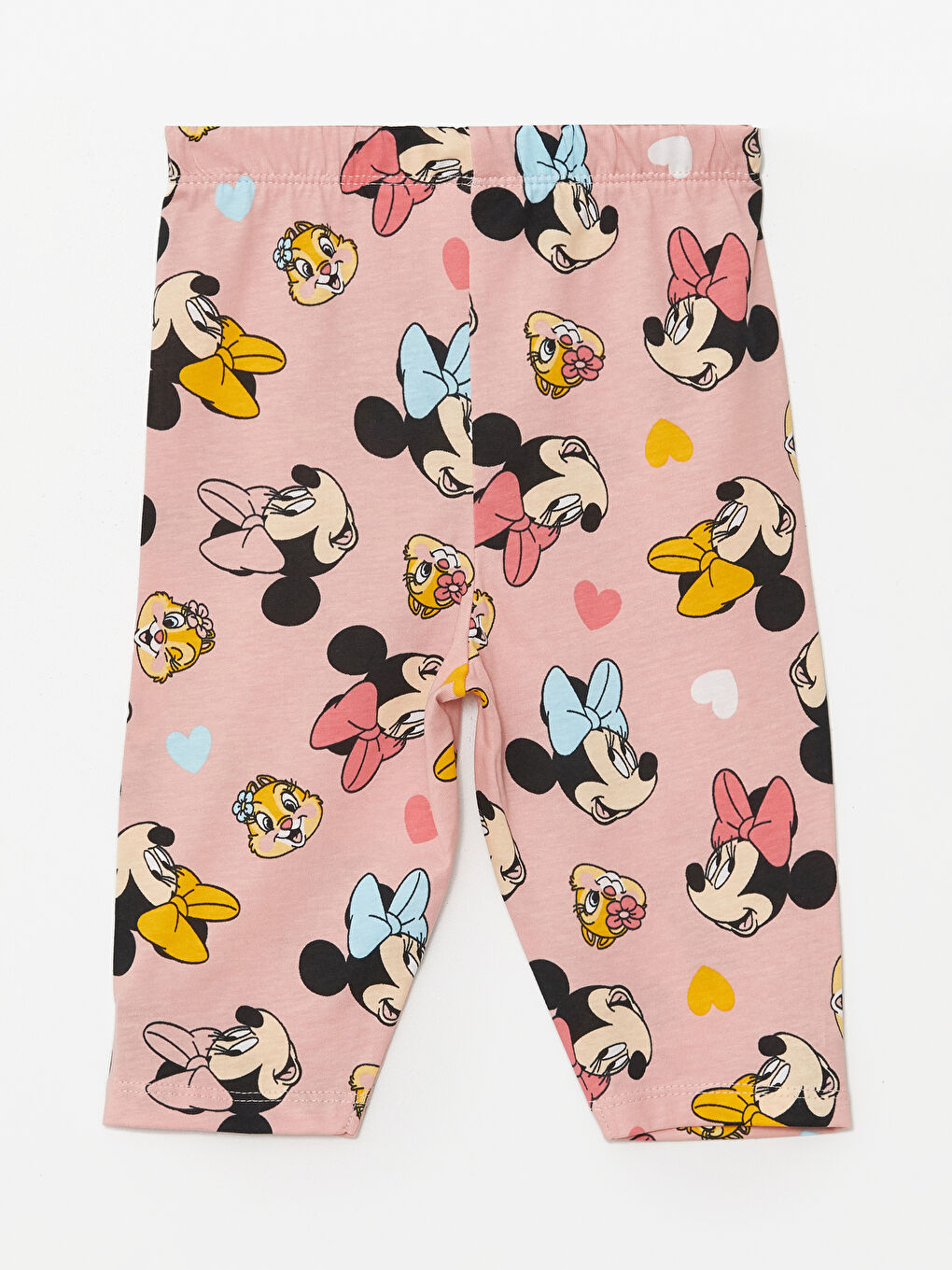 Pembe Beli Lastikli Minnie Mouse Baskılı Kız Bebek Pijama Alt-1