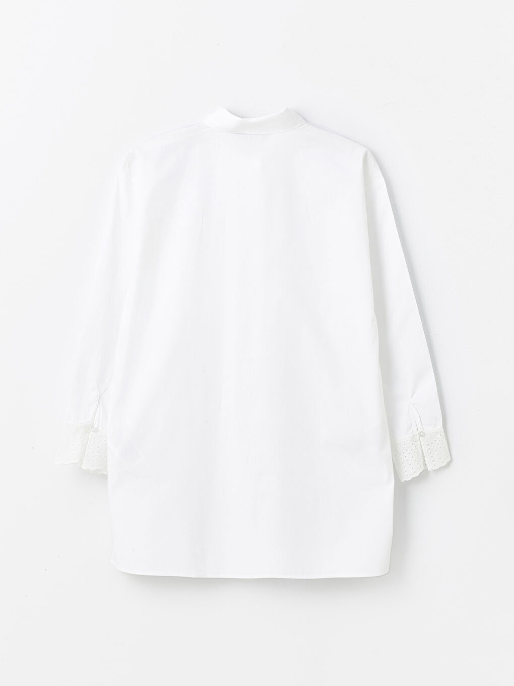 Beyaz Nakışlı Uzun Kollu Oversize Kadın Gömlek Tunik-6