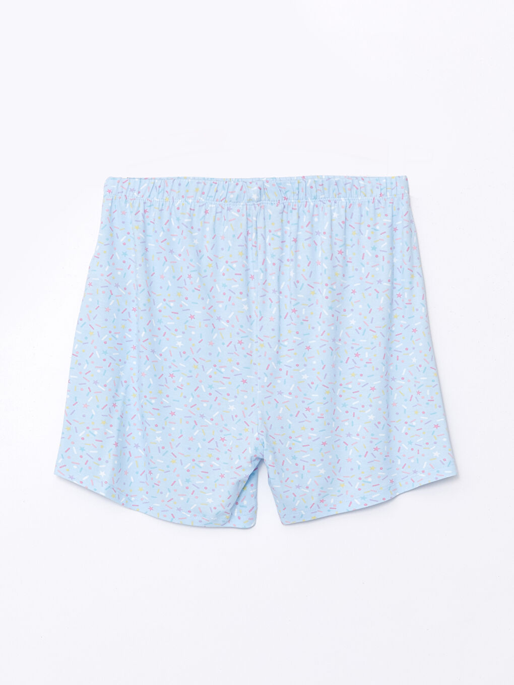 Mavi Beli Lastikli Desenli Kadın Şort Pijama Altı-1