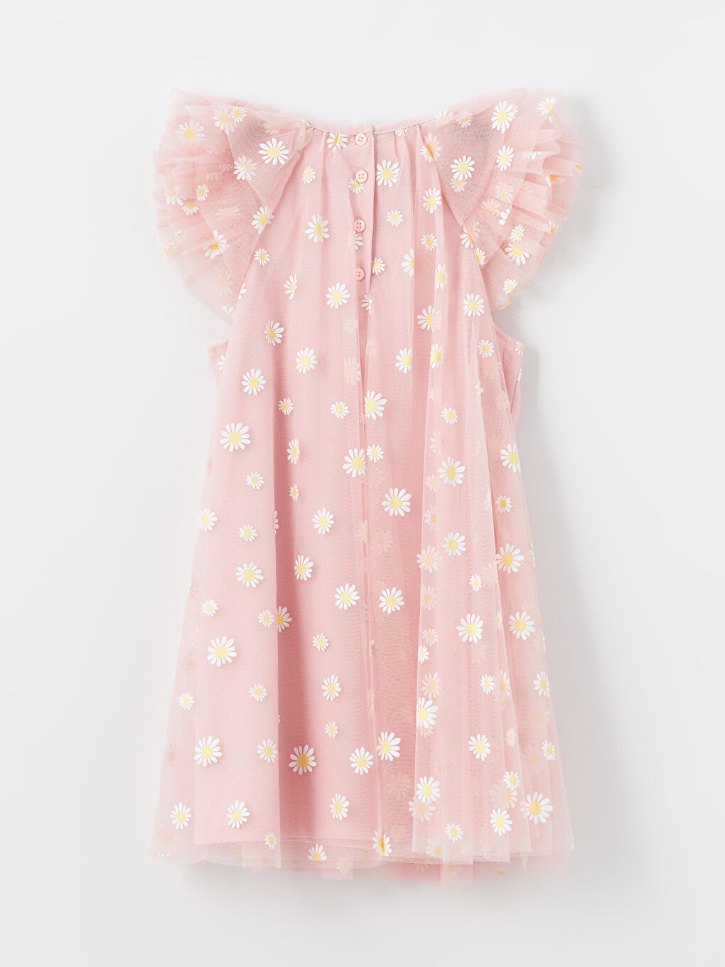 Сәби қыздарға арналған дөңгелек жағалы қысқа жеңді шілтер көйлек-1