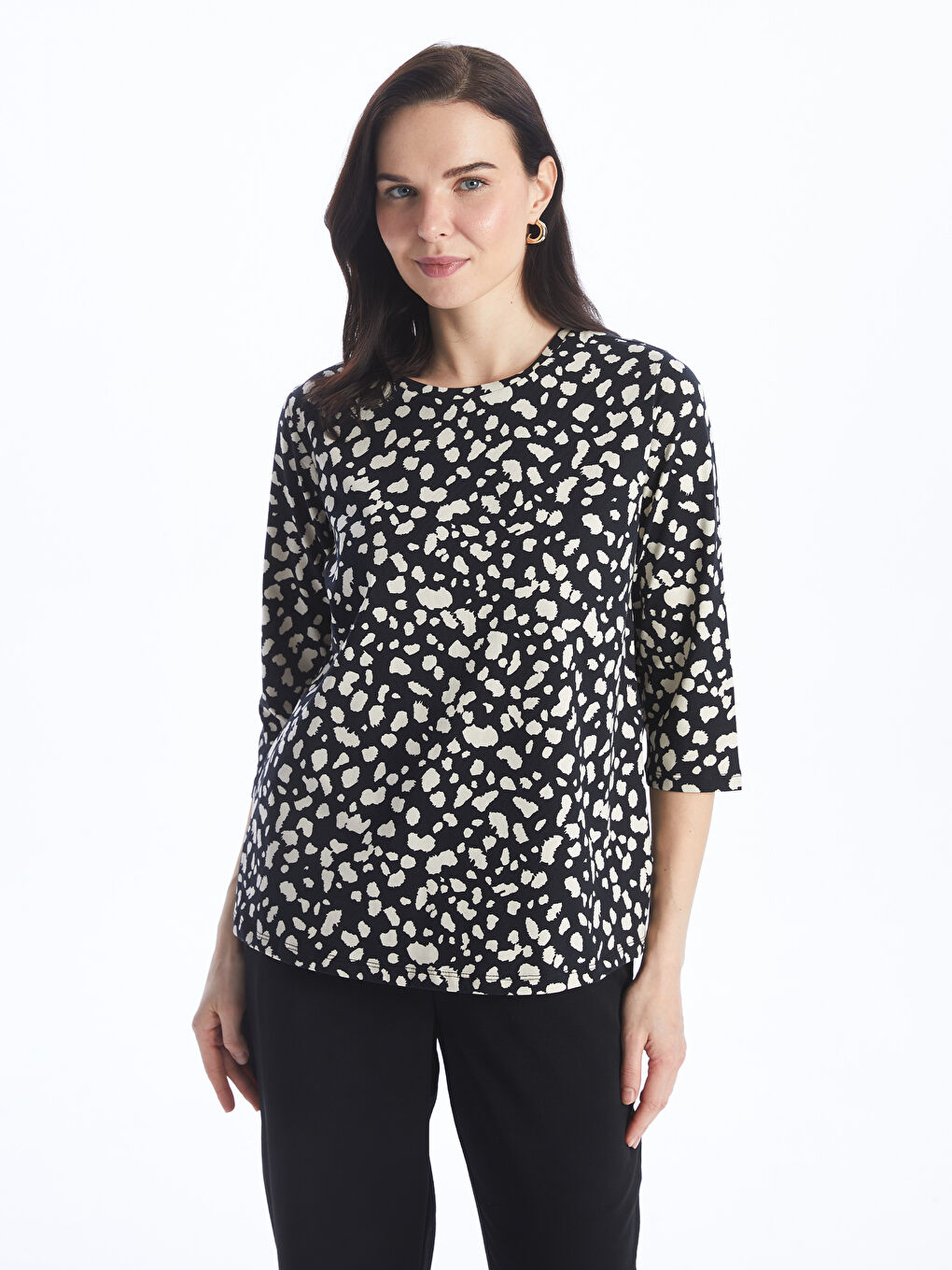 Crew Neck Patterned Women's Blouse -S4H734Z8-LQJ