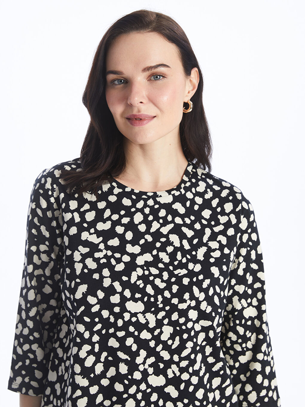 Crew Neck Patterned Women's Blouse -S4H734Z8-LQJ