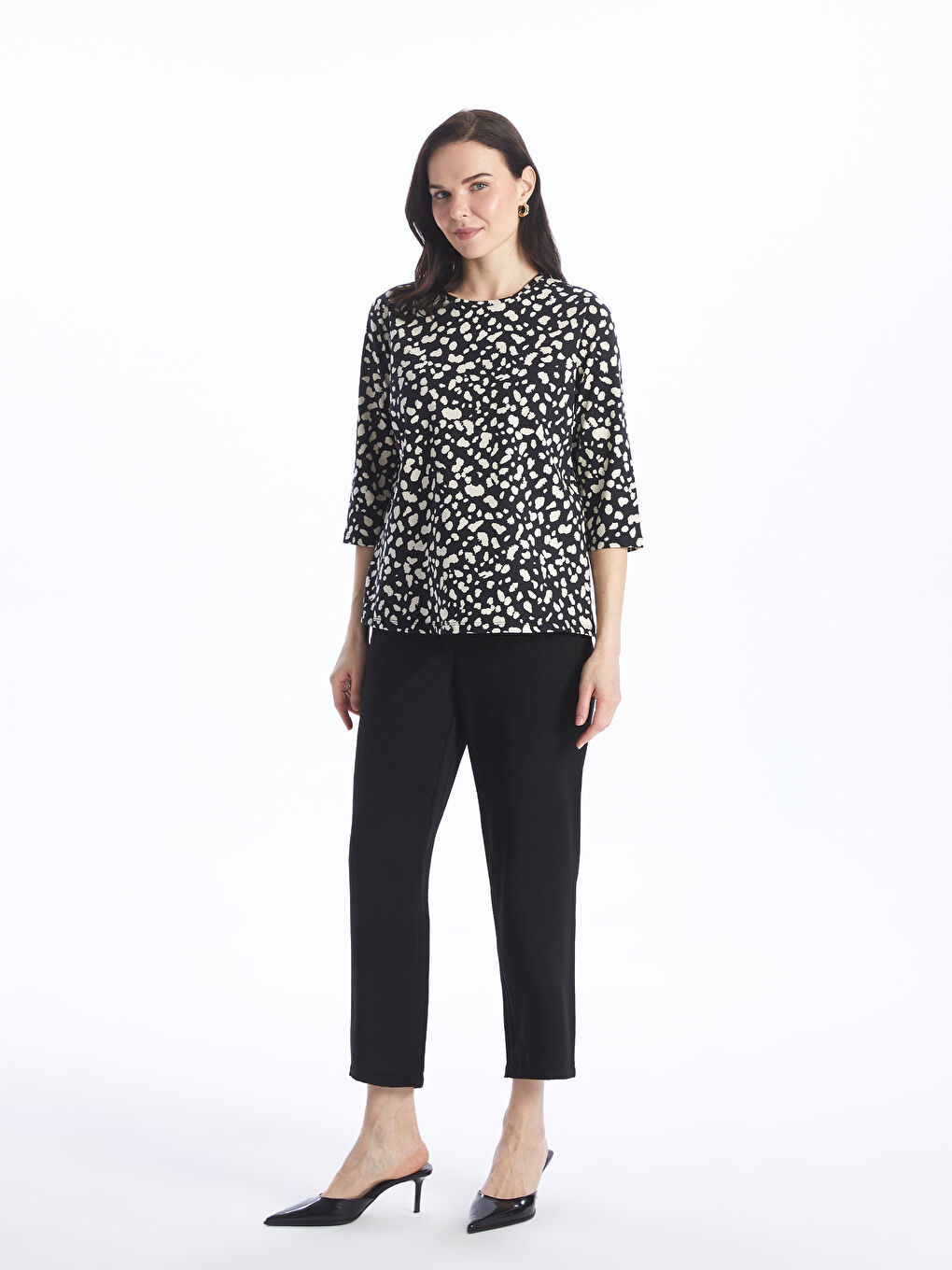 Crew Neck Patterned Women's Blouse -S4H734Z8-LQJ