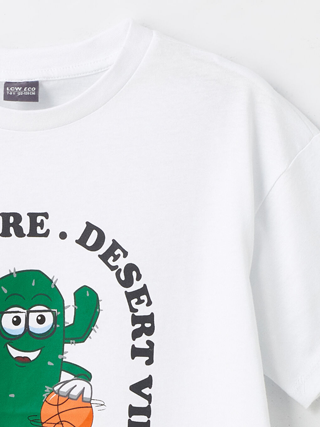 Beyaz Rahat Kalıp Bisiklet Yaka Erkek Çocuk Tişört-1