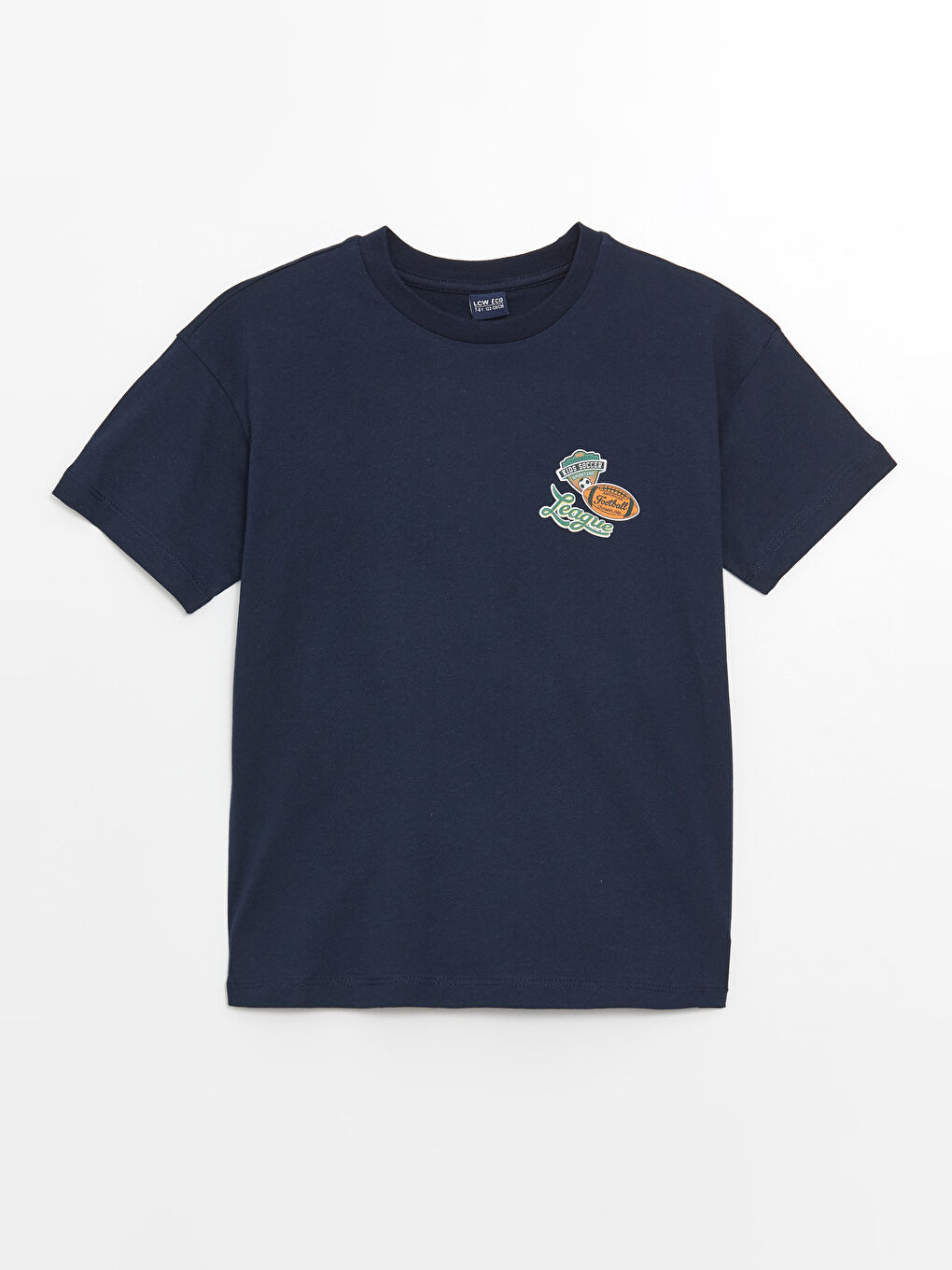 Lacivert Rahat Kalıp Bisiklet Yaka Erkek Çocuk Tişört