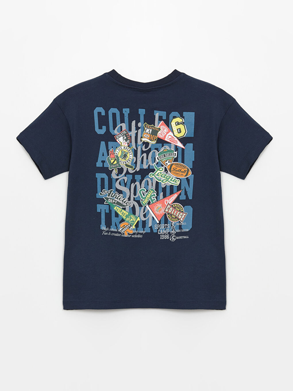 Lacivert Rahat Kalıp Bisiklet Yaka Erkek Çocuk Tişört-1
