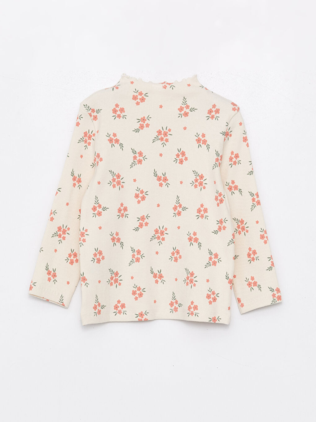 Ekru Dik Yaka Uzun Kollu Çiçekli Kız Bebek Bluz