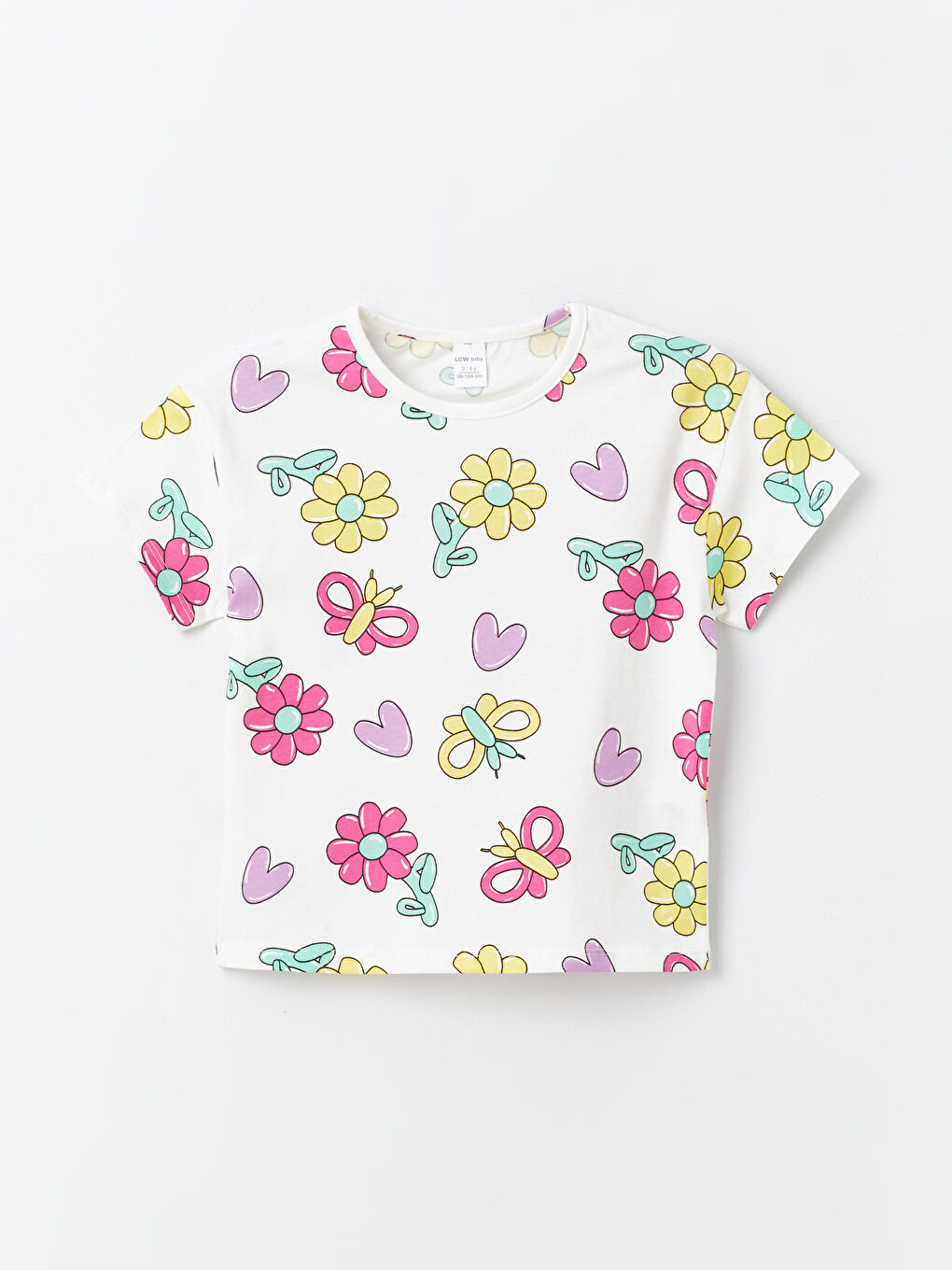 Siyah Bisiklet Yaka Baskılı Kız Bebek Tişört 3'lü-3