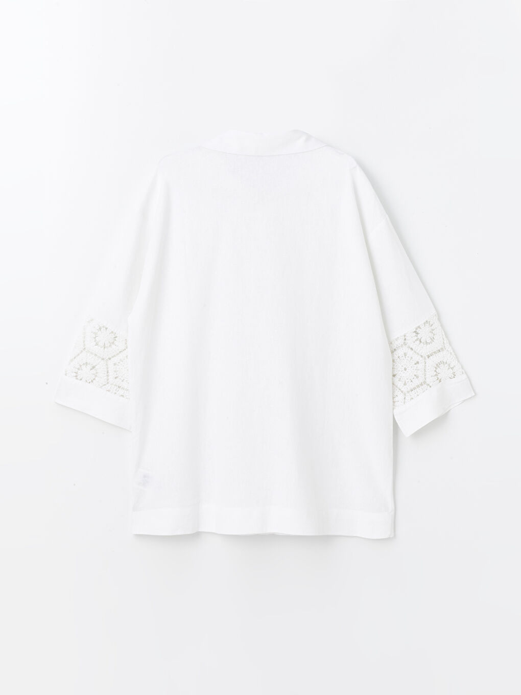 Crochet Detailed Linen Blend Oversize Women's Shirt -S4H838Z8-FE8