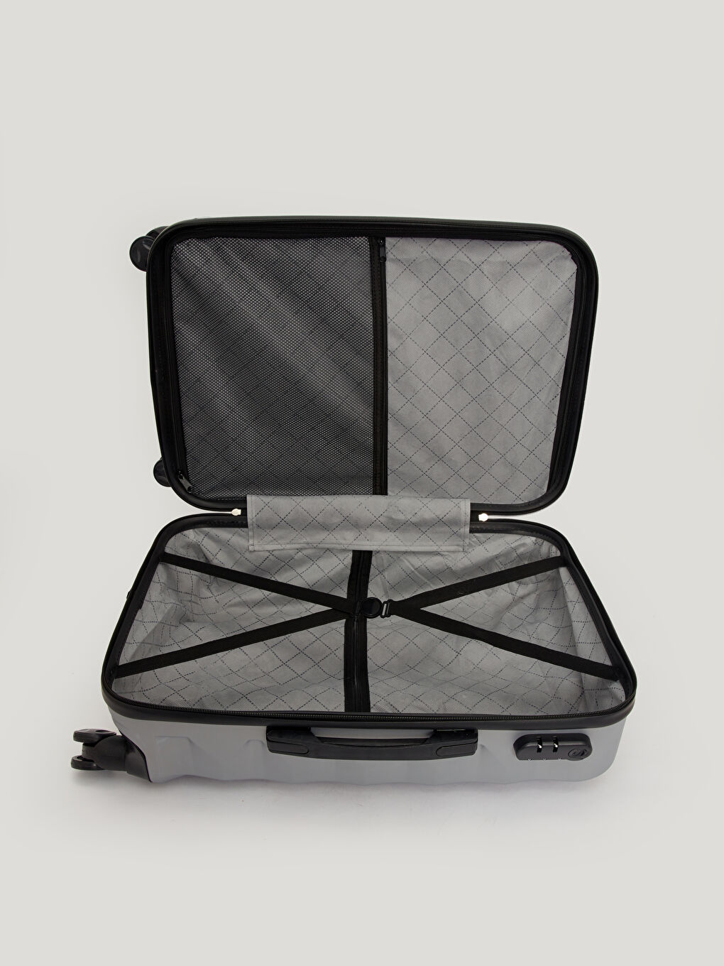 Gri Baskılı Kilit Detaylı Orta Boy Valiz-3