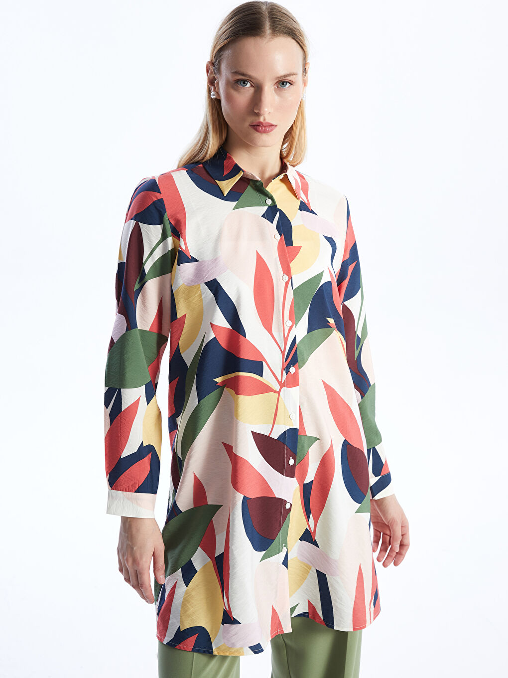 Patterned Women's Shirt Tunic -S4H921Z8-LR8