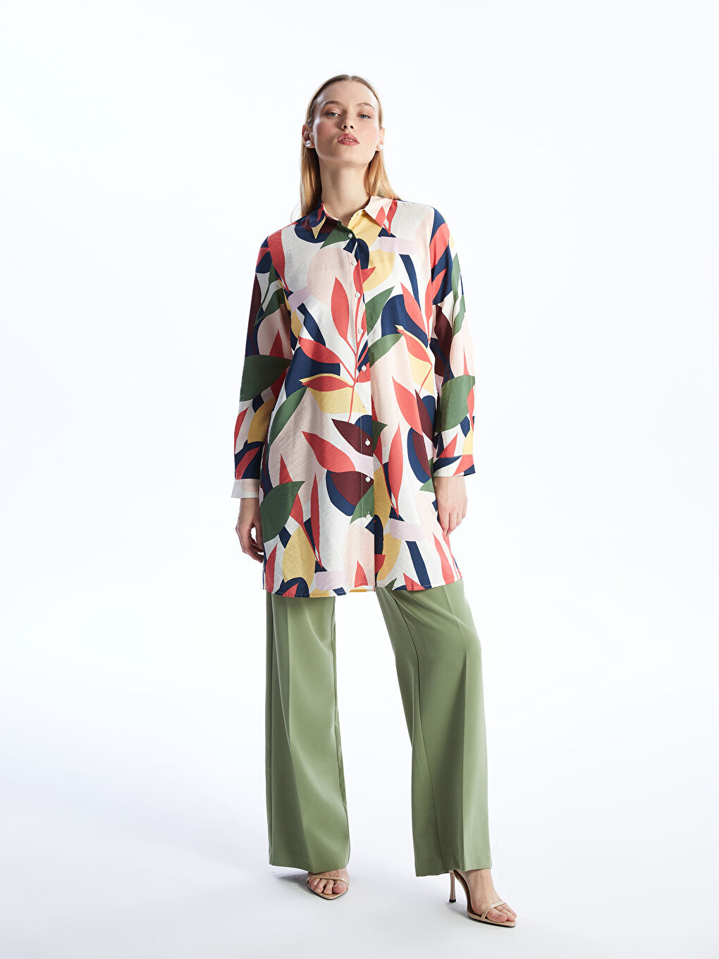 Patterned Women's Shirt Tunic -S4H921Z8-LR8