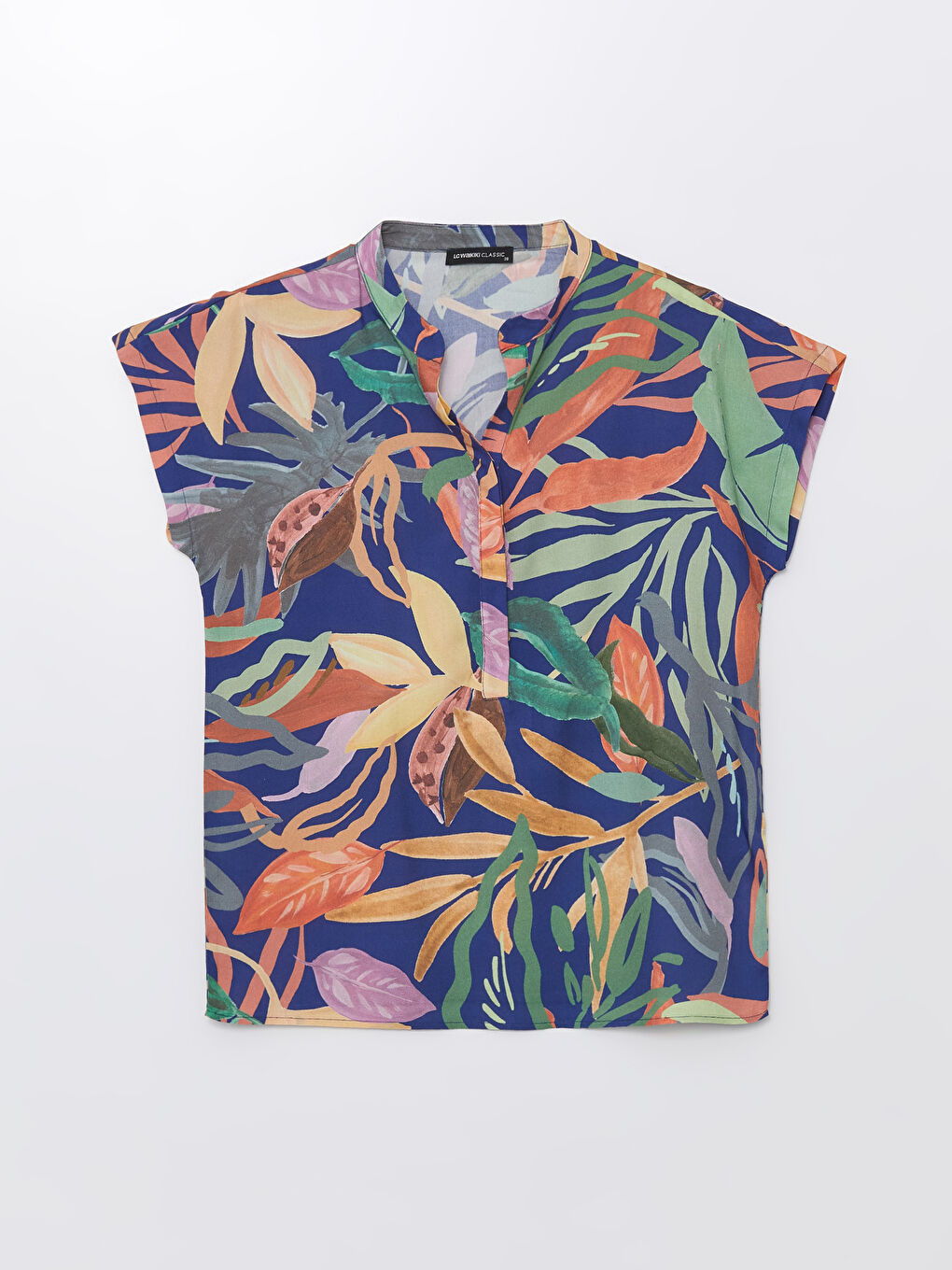 Henley Neckline Floral Short Sleeve Women's Blouse -S4H927Z8-LSJ