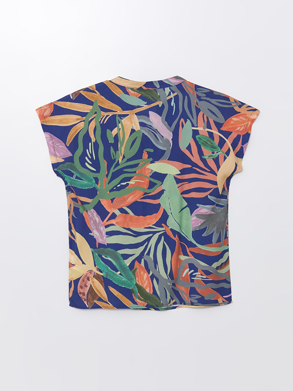 Henley Neckline Floral Short Sleeve Women's Blouse -S4H927Z8-LSJ