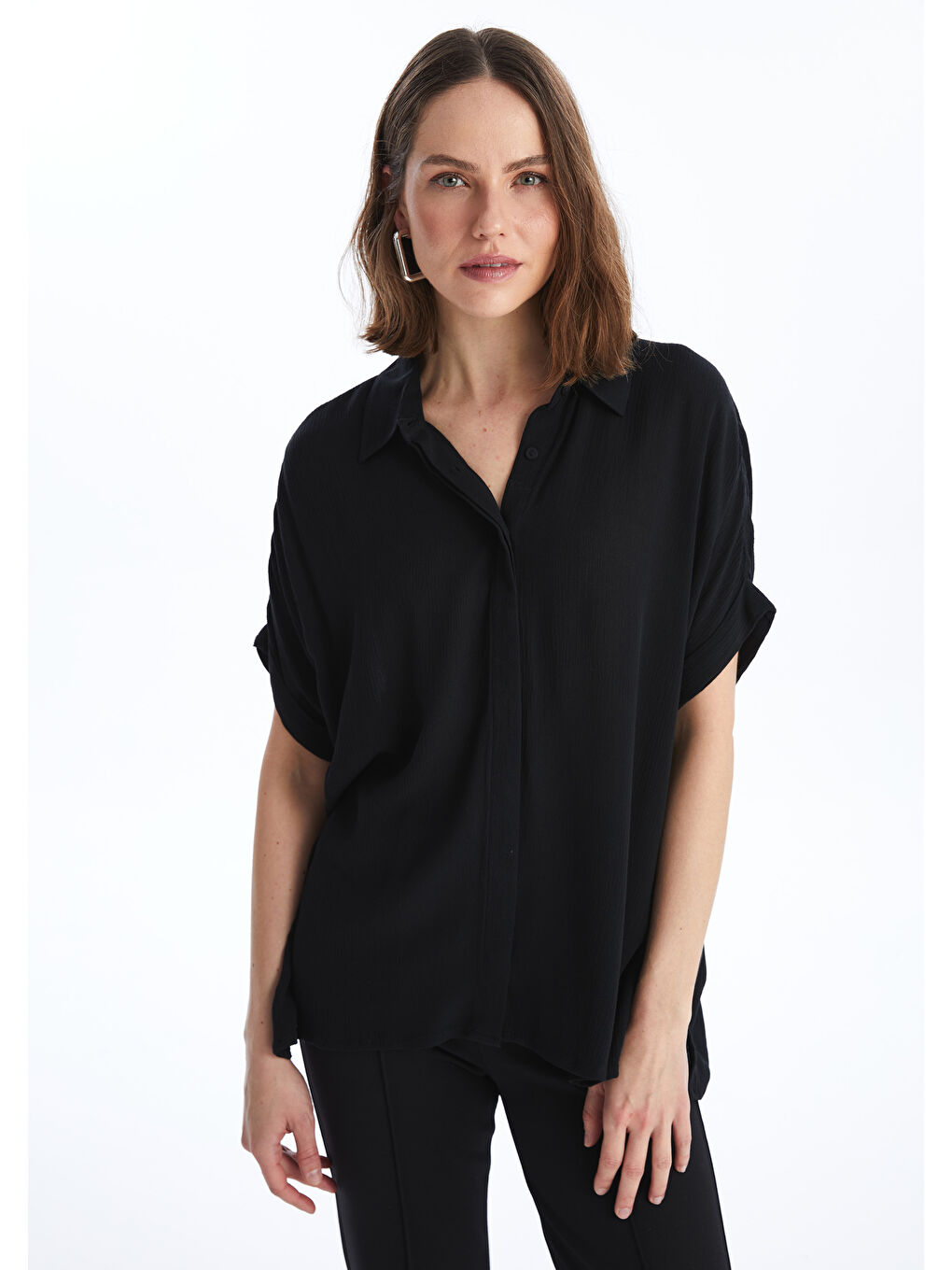 Short Sleeve Oversize Women's Shirt -S4H935Z8-CVL