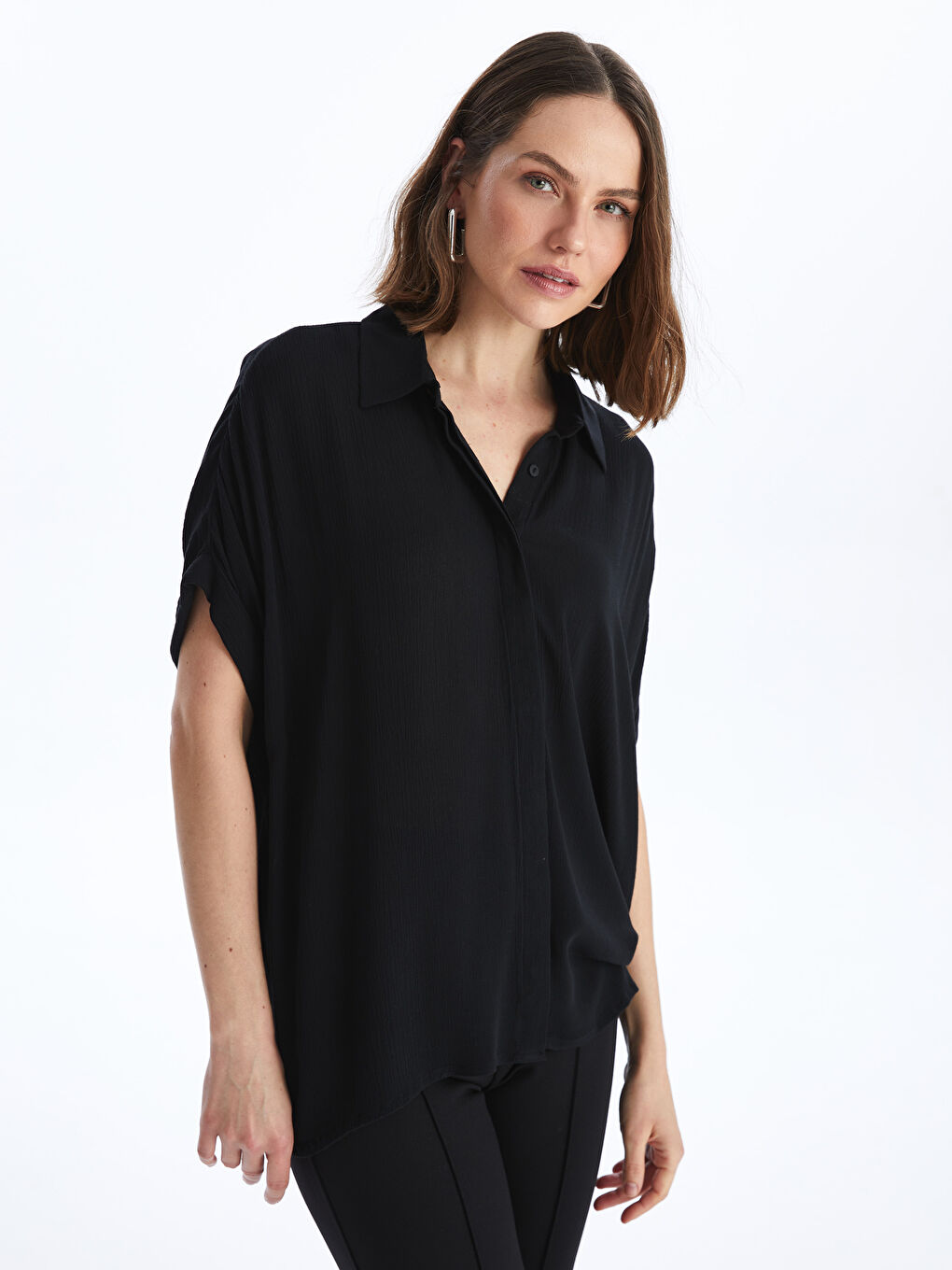 Short Sleeve Oversize Women's Shirt -S4H935Z8-CVL
