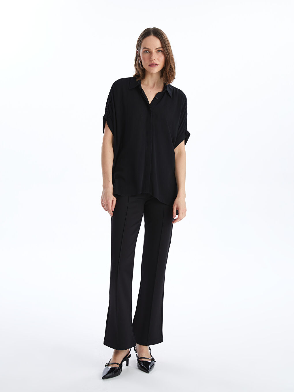 Short Sleeve Oversize Women's Shirt -S4H935Z8-CVL
