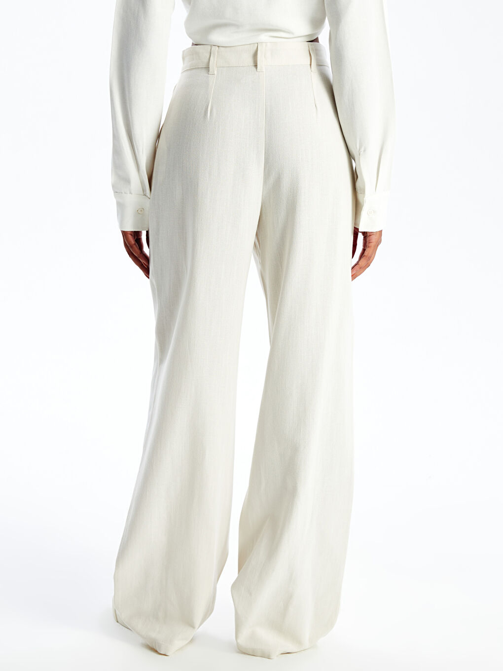 Comfortable Fit Straight Linen Blend Women's Trousers -S4H954Z8-YB2