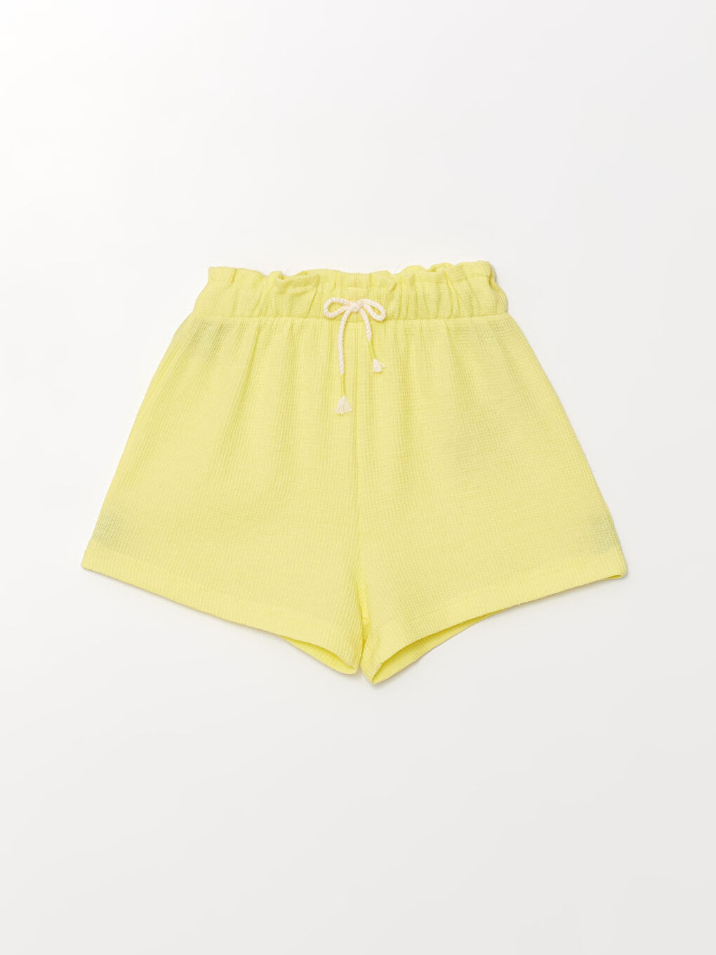 Sarı Beli Lastikli Basic Kız Çocuk Şort-1