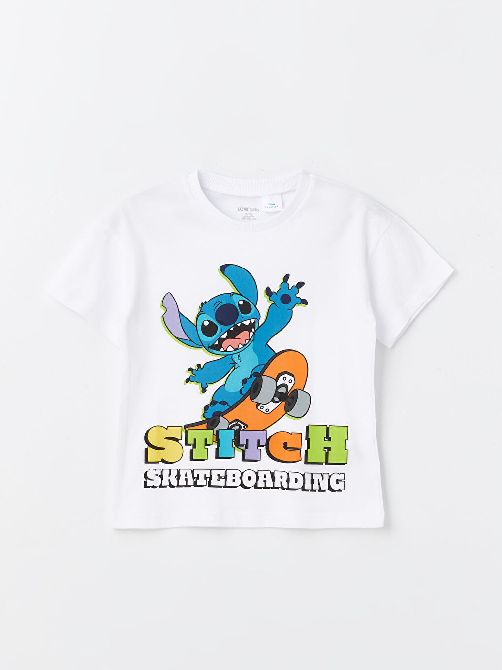 LCW baby Buxe Beyazı Bisiklet Yaka Stitch Baskılı Kısa Kollu Erkek Bebek Tişört - 2