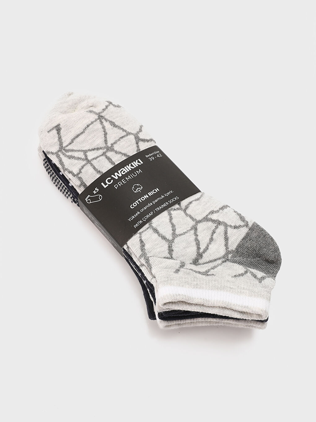Patterned Men's Trainer Socks 5 Pack-1