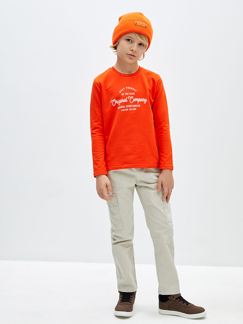 Turuncu Bisiklet Yaka Tok Kumaş Erkek Çocuk Tişört-2