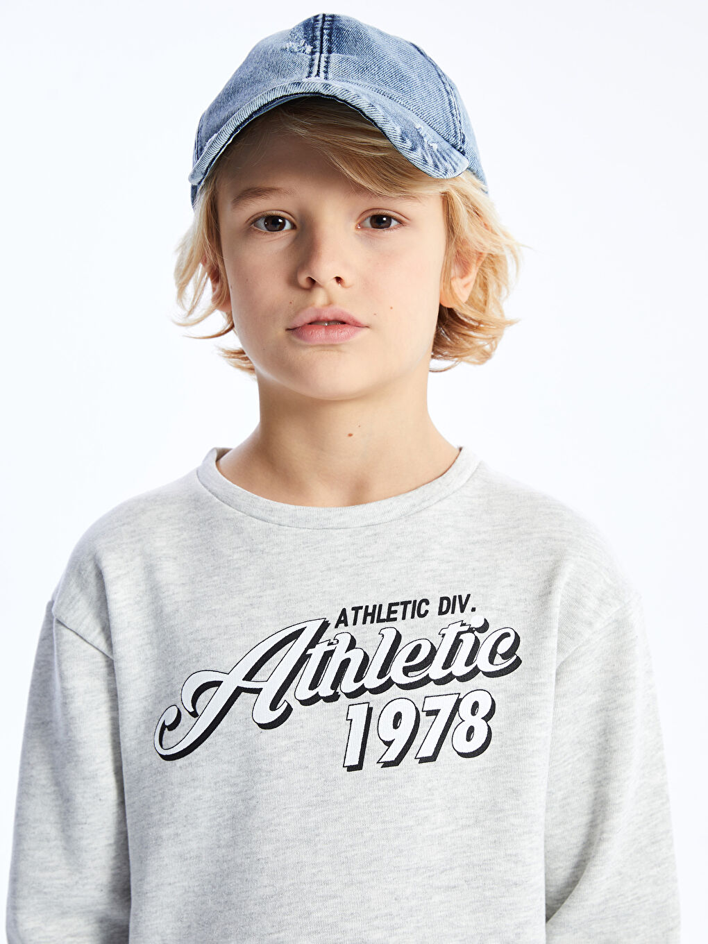 Gri Bisiklet Yaka Baskılı Uzun Kollu Erkek Çocuk Tişört-2