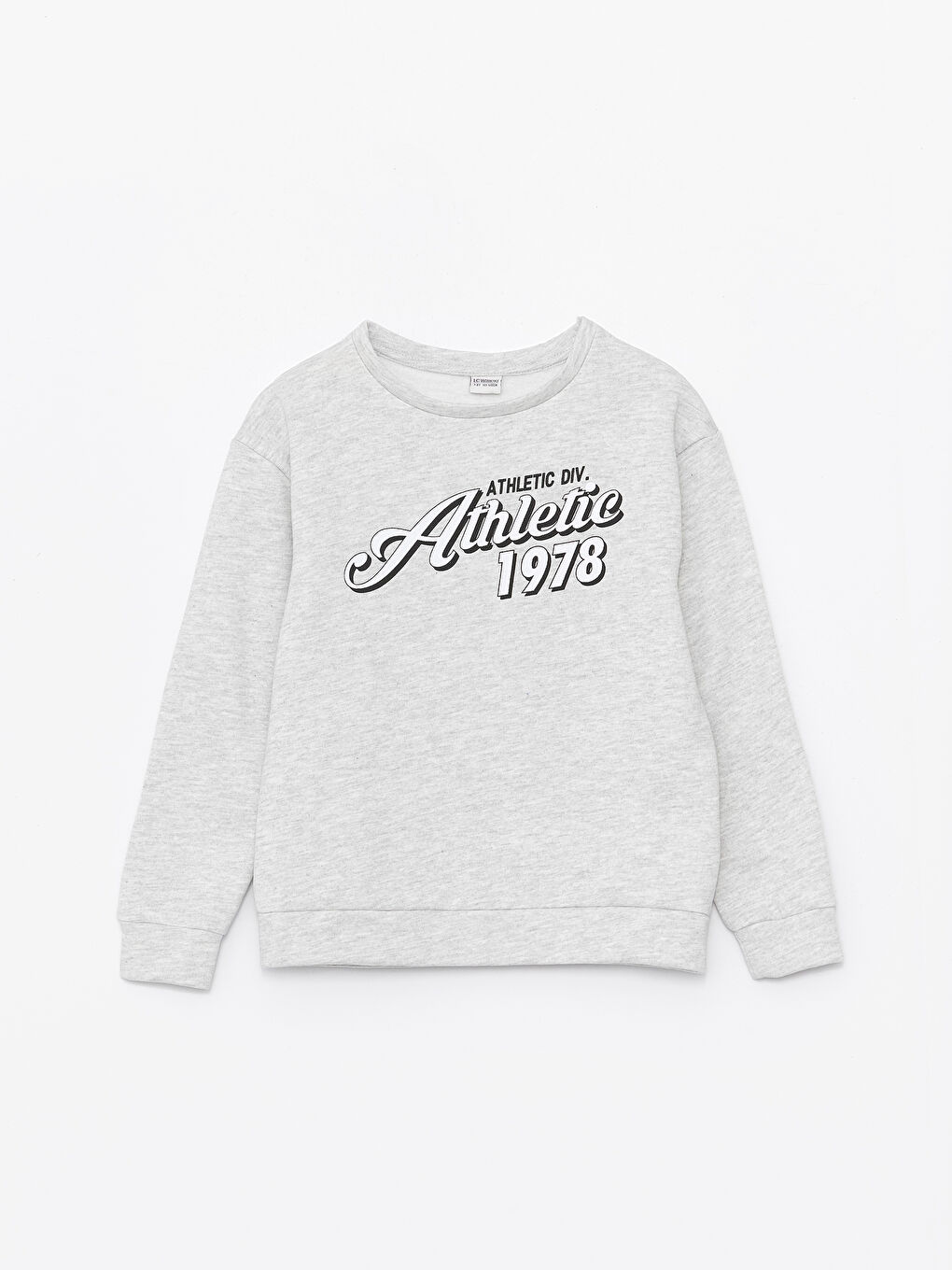 Gri Bisiklet Yaka Baskılı Uzun Kollu Erkek Çocuk Tişört-4