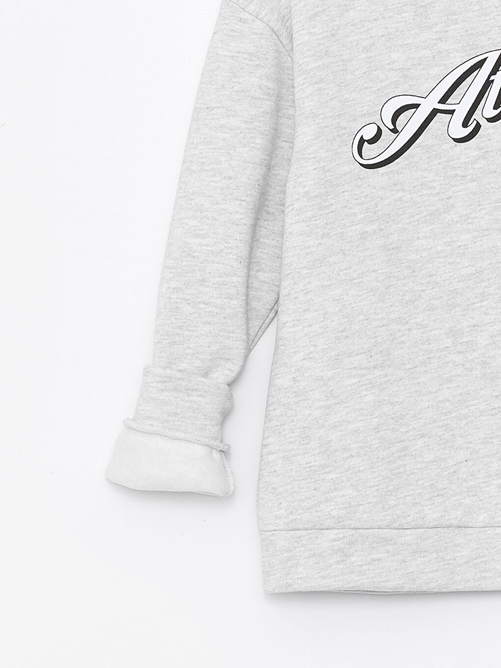 Gri Bisiklet Yaka Baskılı Uzun Kollu Erkek Çocuk Tişört-6