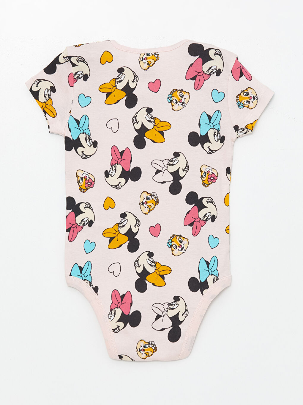 LCW baby Pembe Bisiklet Yaka Minnie Mouse Baskılı Kız Bebek Çıtçıtlı Body - 1