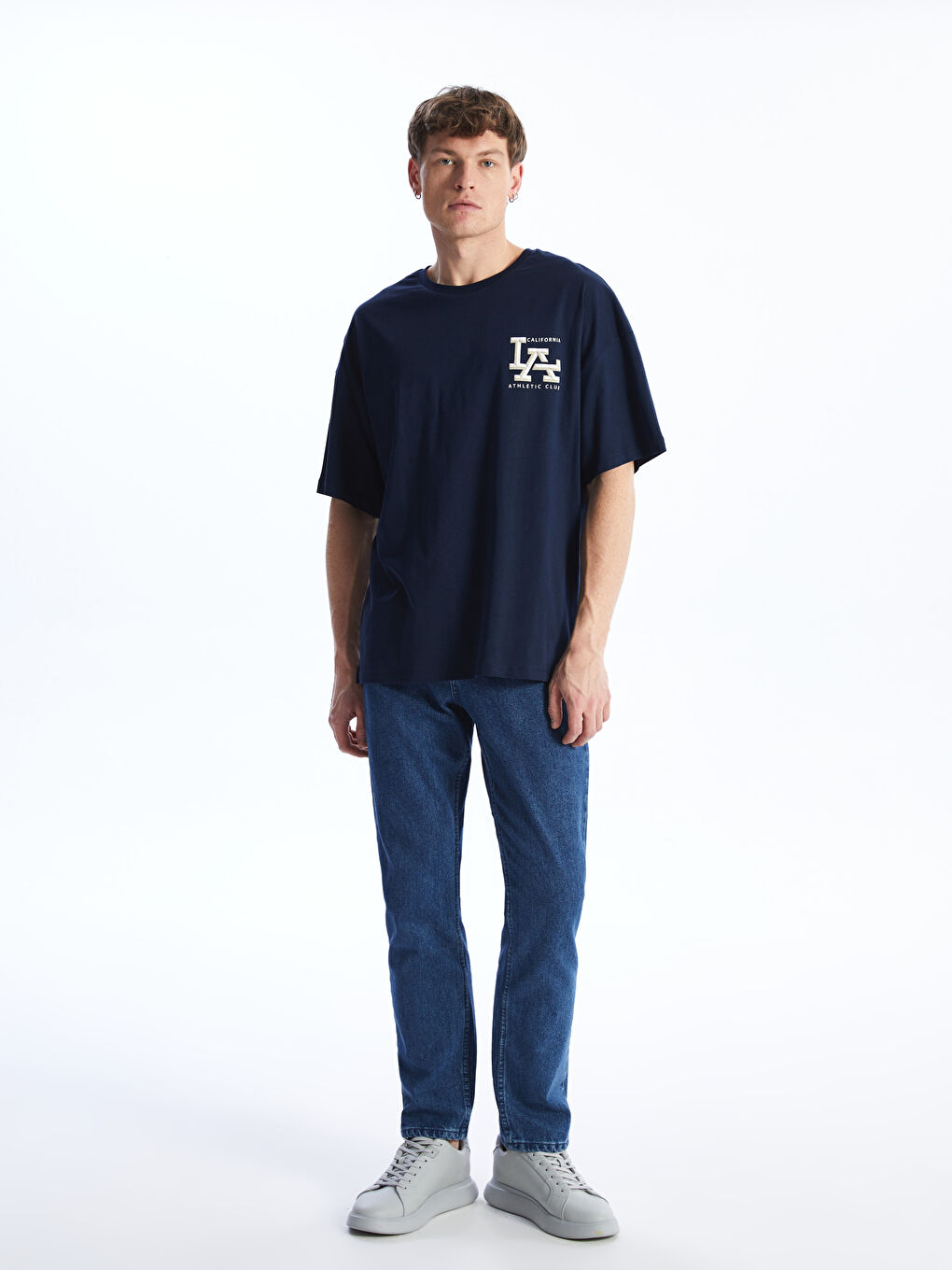 تیشێرت چاپکراوی قۆڵ کورت یه‌خه‌ خڕ ئۆڤەرسایز بۆ پیاوان-2