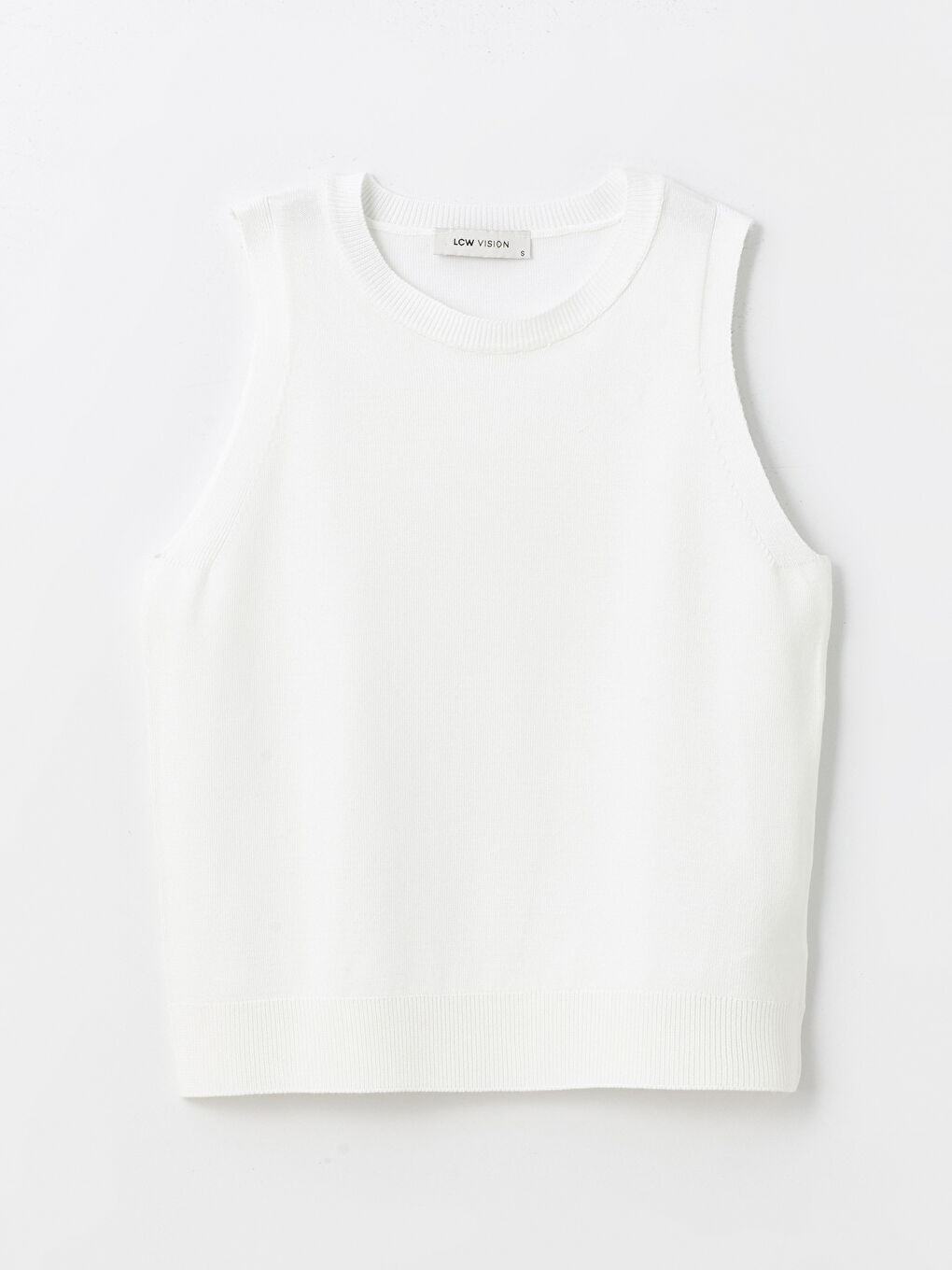 Women's Crew Neck Plain Knitwear Tank Top -S4HE25Z8-R9J